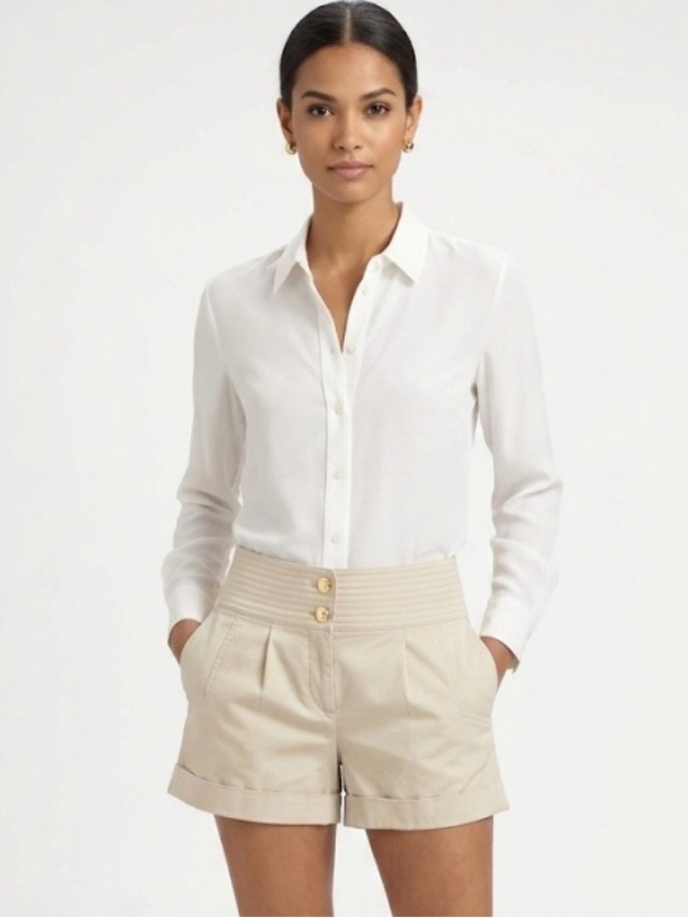 Tory Burch Safari Tailored Shorts Beige/Tan - Size 4 - Picture 8 of 8
